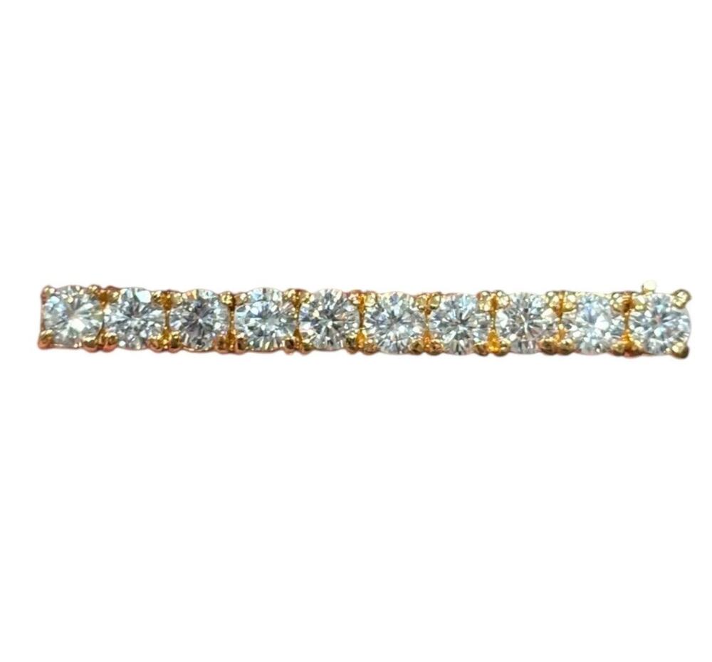 Vintage Tennis Bar Brooch ✨ Gold Tone Rhinestone Crystal Line Pin Estate Jewelry
